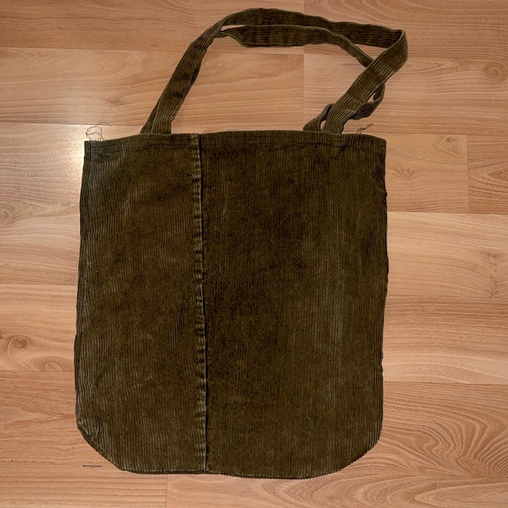 ✌️Hunter dark Green handmade Corduroy Shoulder tote Bag 13"x15" - Picture 1 of 5